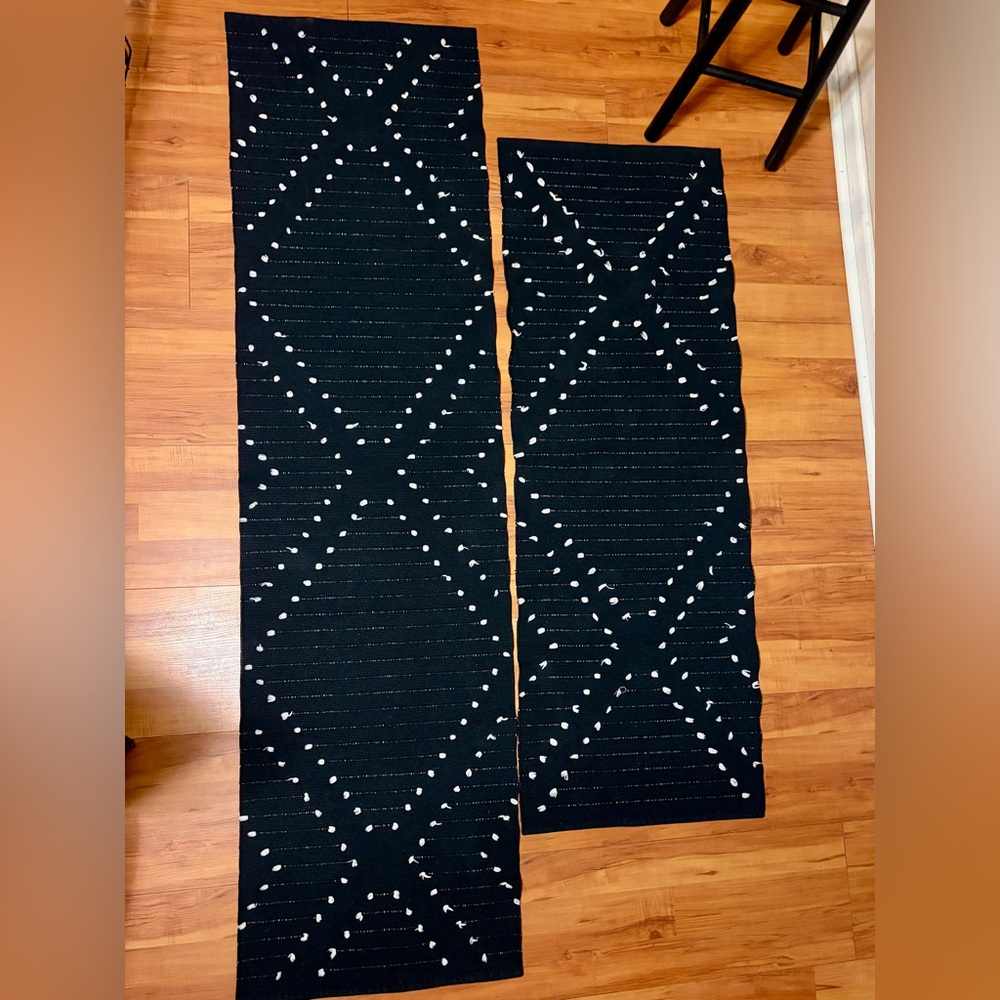Black and White Geometric Runner Rugs